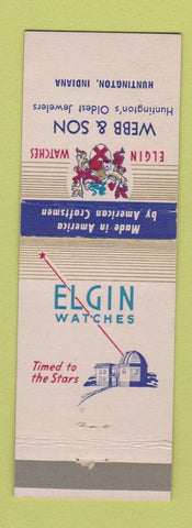 Matchbook Cover - Elgin Watches Webb Son Jewelry Huntington IN