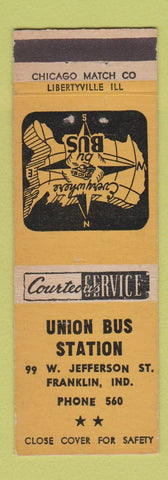 Matchbook Cover - Union Bus Station Franklin IN