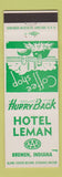 Matchbook Cover - Hotel Leman Bremen IN
