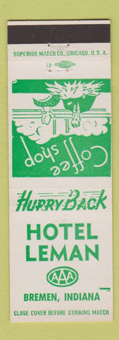 Matchbook Cover - Hotel Leman Bremen IN