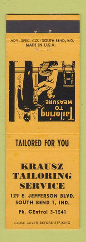 Matchbook Cover - Krausz Tailoring Service South Bend IN