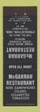 Matchbook Cover - McGarrah Restaurant Princeton IN