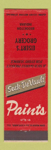 Matchbook Cover - Seck DeVault Paints Eisert's Grocery Brookston IN