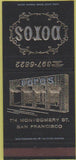 Matchbook Cover - Doro's San Francisco CA 30 Strike