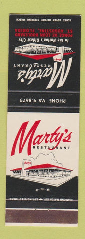 Matchbook Cover - Marty's Restaurant St Augustine FL