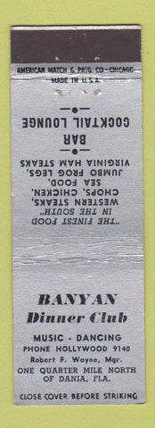 Matchbook Cover - Banyan Dinner Club Dania FL