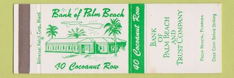 Matchbook Cover - Bank of Palm Beach County FL
