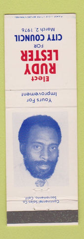 Matchbook Cover - Rudy Lester City Council Election 1976 CA Sacramento?