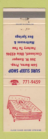 Matchbook Cover - Sure Sleep Shop Mattress Cincinnati OH girlie