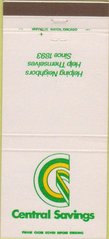 Matchbook Cover - Central Savings Bank Chicago IL 30 Strike
