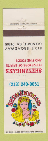 Matchbook Cover - Shenanigans Restaurant Glendale CA girlie WEAR