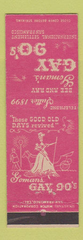 Matchbook Cover - Gorman's Gay 90's San Francisco CA girlie