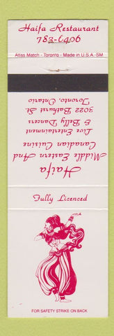 Matchbook Cover - Haifa Restaurant Toronto ON girlie Middle Eastern Food