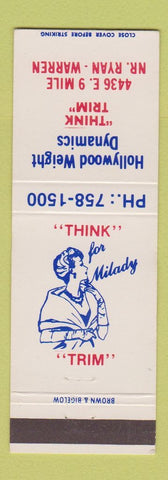 Matchbook Cover - Hollywood Weight Dynamics Warren MI