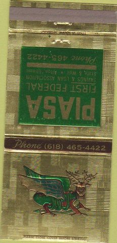 Matchbook Cover - Piasa First Federal Alton IL 30 Strike