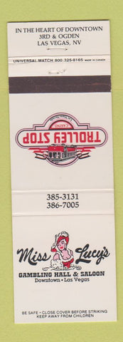 Matchbook Cover - Miss Lucy's Casino Las Vegas NV Trolley Stop girlie