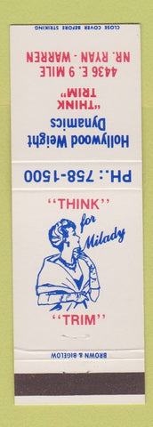 Matchbook Cover - Hollywood Weight Dynamics Warren MI