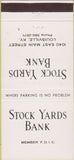Matchbook Cover - Stock Yards Bank Louisville KY 30 Strike