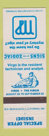 Matchbook Cover - Signs of the Zodiac Virgo Patch Hat Offer