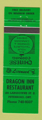 Matchbook Cover - Dragon Inn Restaurant Peterboro ON