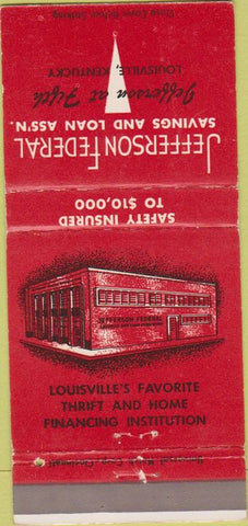 Matchbook Cover - Jefferson Federal Savings Loan Louisville KY 30 Strike