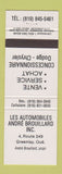 Matchbook Cover - Les Automobiles Andre Brouillard Dodge Chrysler Greenlay QC