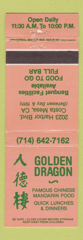 Matchbook Cover - Golden Drago Chinese Restaurant Costa Mesa CA WEAR