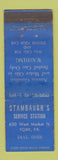 Matchbook Cover - Stambaugh's Service Amoco oil gas York PA WORN