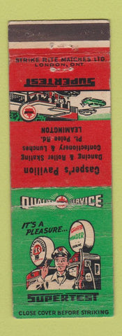 Matchbook Cover - Supertest oil gas Casper's Pavilion Leamington ON WORN
