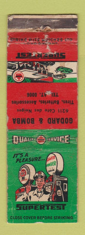 Matchbook Cover - Supertest oil gas Godard Bomba POOR QC