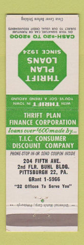 Matchbook Cover - Thrift Plan Loans Pittsburgh PA