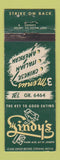 Matchbook Cover - Lindy's Restaurant Canada WEAR