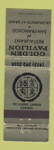 Matchbook Cover - Golden Pavilion Chinese Restaurant San Francisco CA