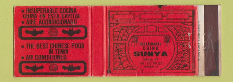 Matchbook Cover - Restaurant Chino Sunya Madrid Spain WEAR