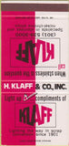 Matchbook Cover - Klaff scrap conversion Detroit MI Baltimore 30 Strike