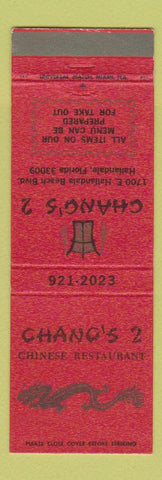 Matchbook Cover - Chang's Chinese Restaurant Hallandale FL