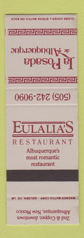 Matchbook Cover - La Posada de Albuquerque Restaurant Eulalia's Albuquerque NM