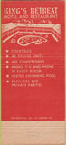 Matchbook Cover - King's Retreat Whittier CA 30 Strike