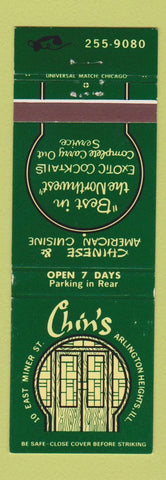 Matchbook Cover - Chin's Chinese Restaurant Arlington Heights IL