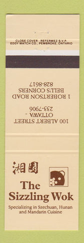 Matchbook Cover - Sizzling Wok Chinese Restaurant Ottawa Bell's Corners ON
