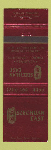 Matchbook Cover - Szechuan East Chinese Restaurant Philadelphia PA