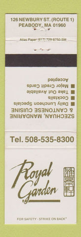 Matchbook Cover - Royal Gardens Chinese Restaurant Peabody MA