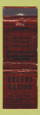 Matchbook Cover - Queens Casino Chinese Restaurant Jamaica LI NY WEAR