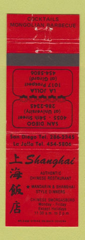Matchbook Cover - Shanghai Chinese Restaurant La Jolla San Diego CA