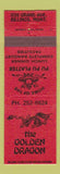 Matchbook Cover - The Golden Dragon Chinese Restaurant Billings MT WEAR