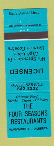 Matchbook Cover - Four Seasons Restaurants Wainwright AB