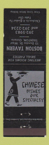 Matchbook Cover - Boston Tavern Trenton ON Chinese