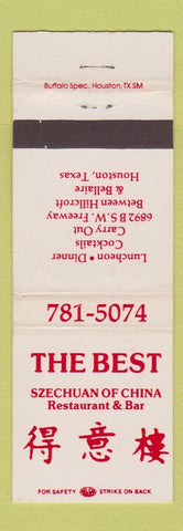 Matchbook Cover - Best Szechuan of China Chinese Restaurant Houston TX WEAR