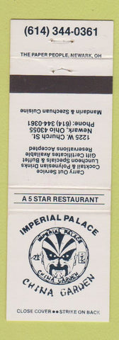 Matchbook Cover - Imperial Palace China Garden Chinese Newark OH