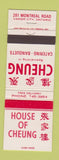 Matchbook Cover - House of Cheung Chinese Vanier City ON
